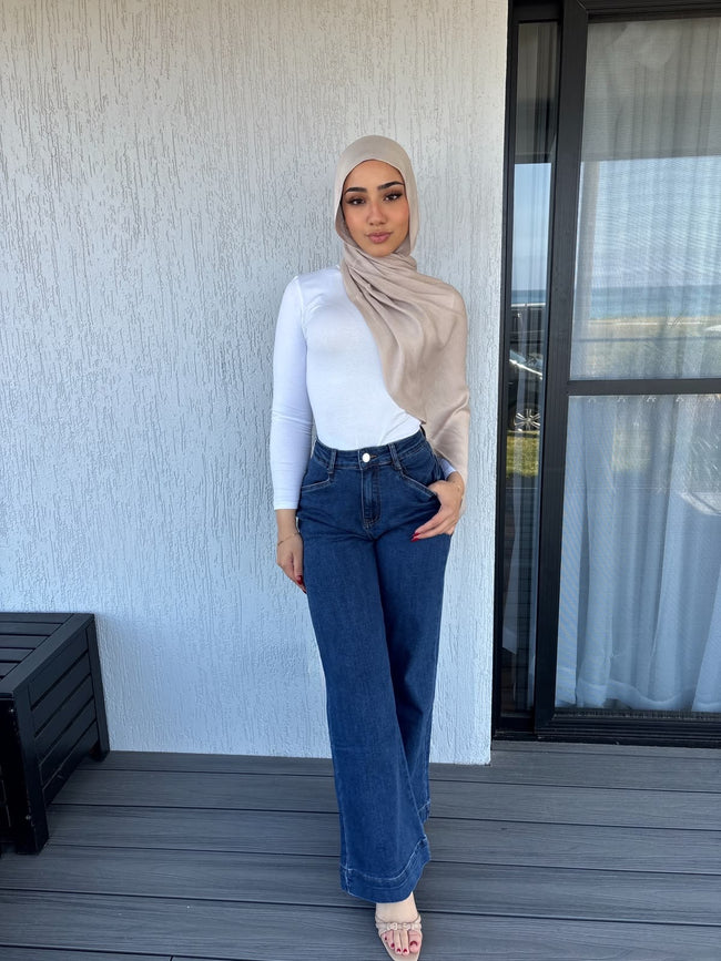 Dark denim wide leg