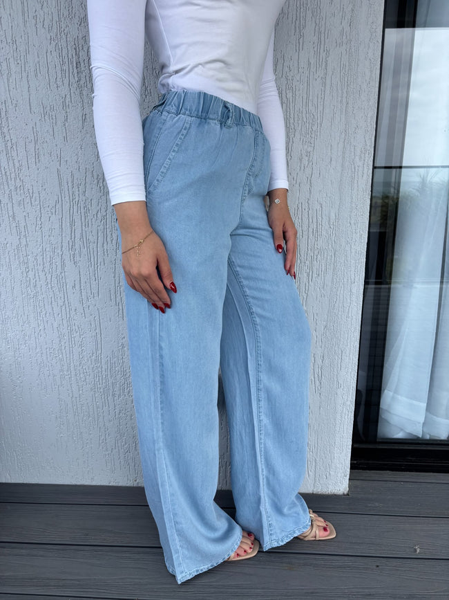 Denim tencel pants