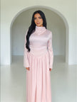 Satin drape maxi pink
