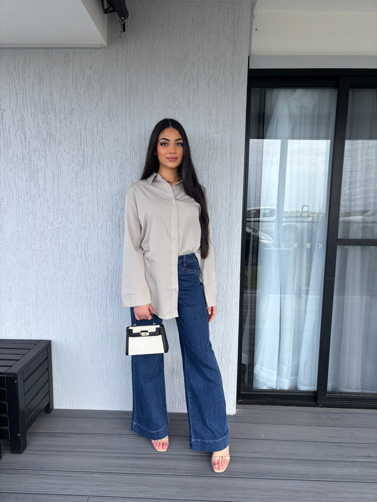 Stone button up shirt