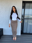 Latte ribbed skirt