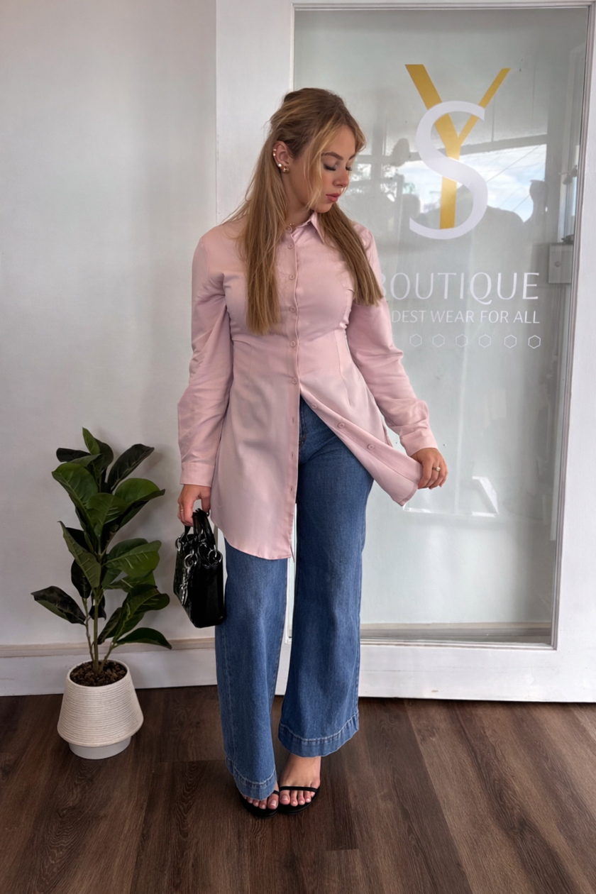 Blush button shirt