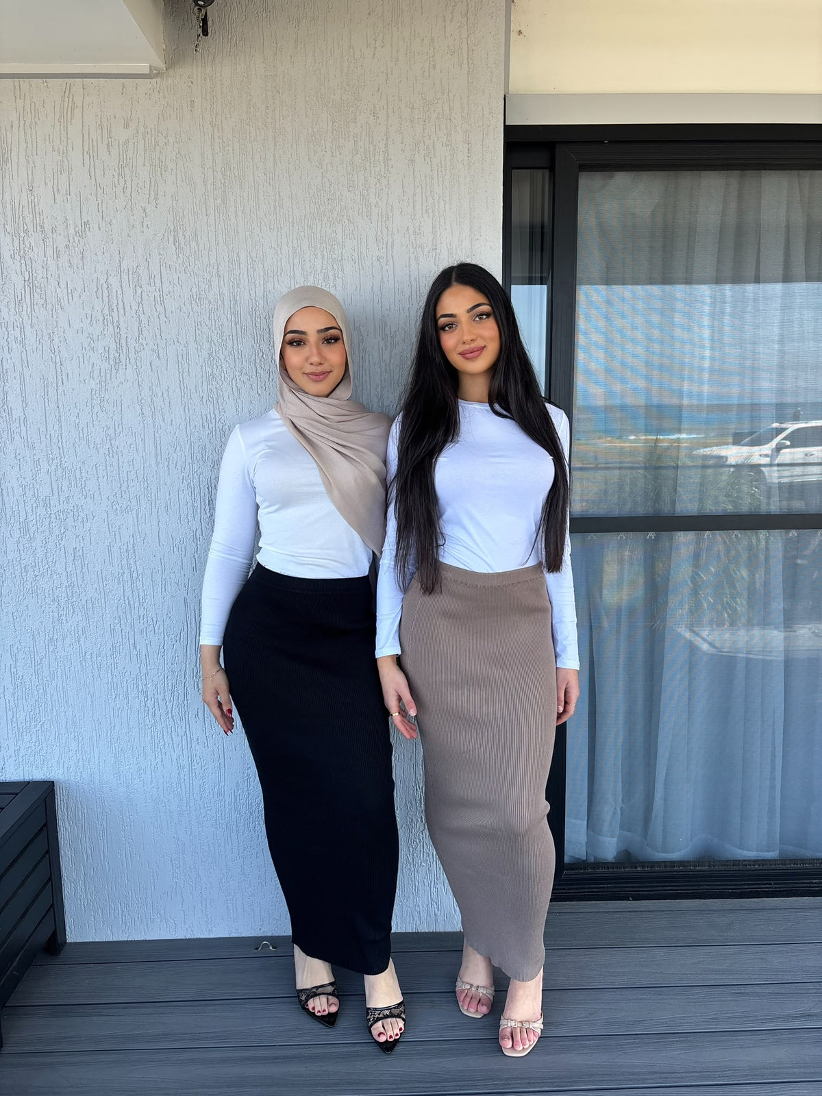 Latte ribbed skirt