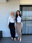 Latte ribbed skirt