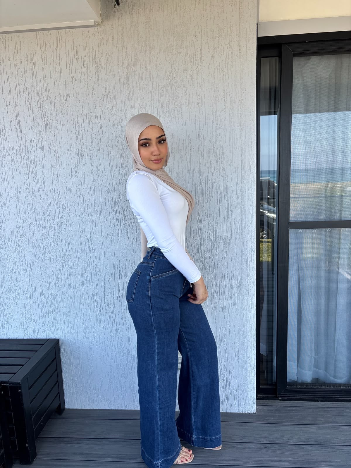 Dark denim wide leg