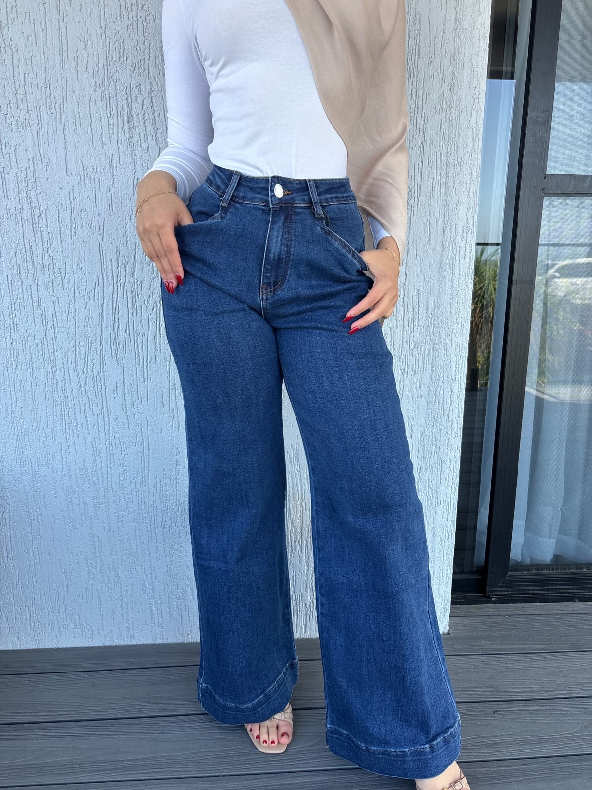 Dark denim wide leg