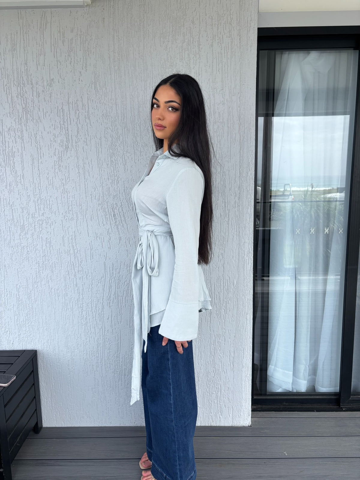 Baby blue knot shirt