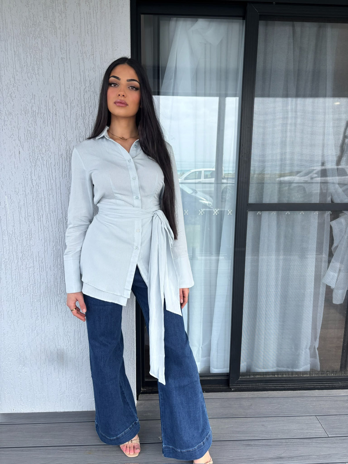 Baby blue knot shirt