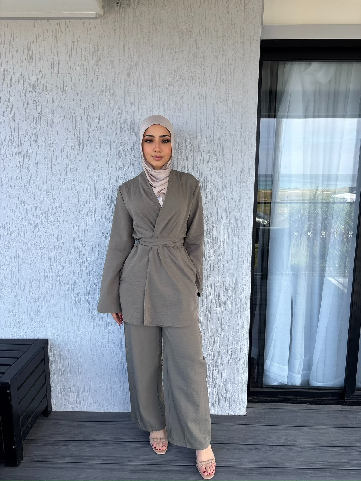 Khaki wrap set