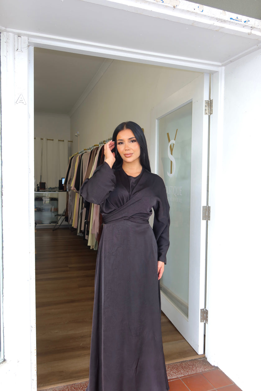 Satin wrap maxi black