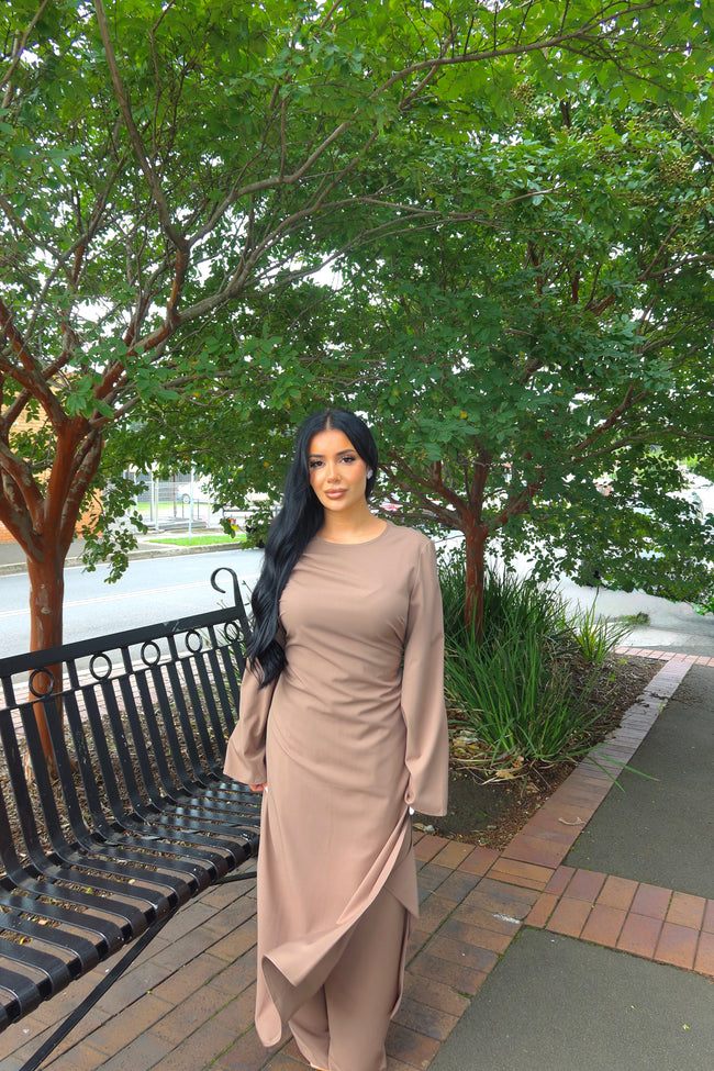 Latte layered tunic set