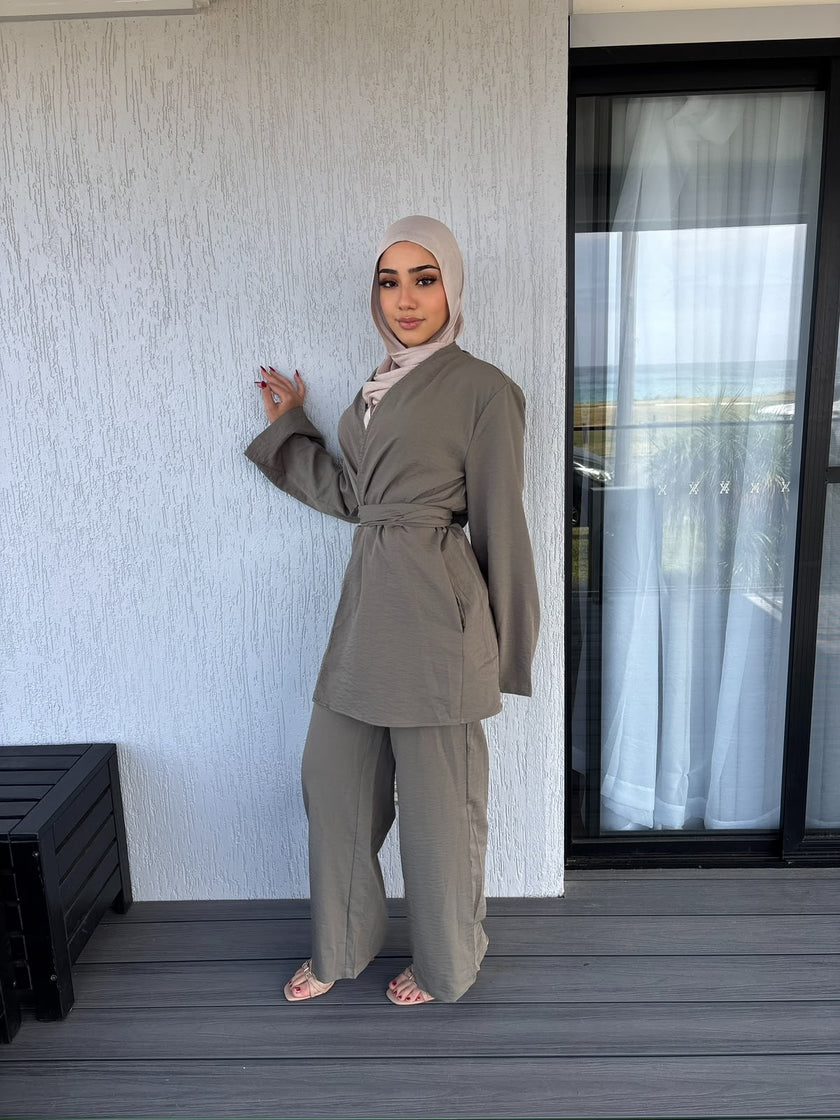 Khaki wrap set