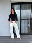 White tencel pants