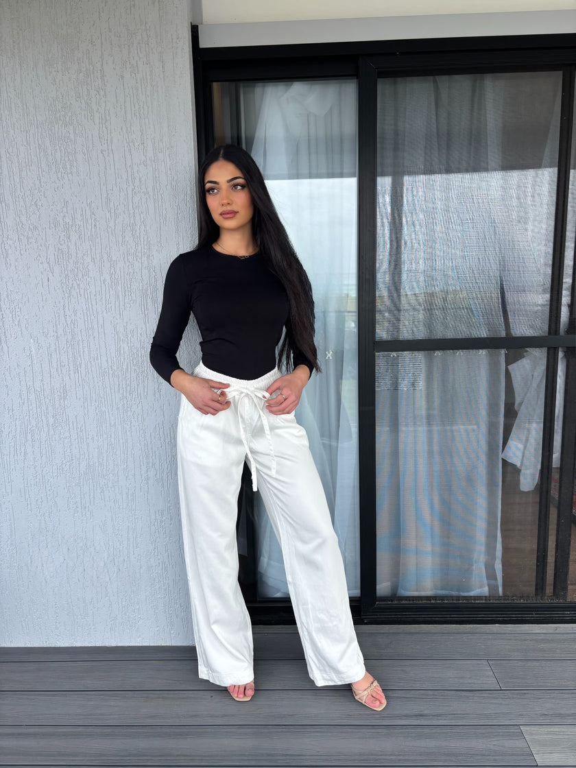 White tencel pants