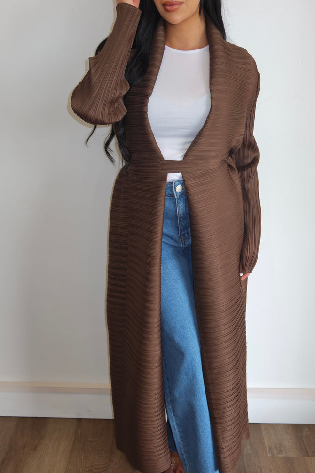 Mocha pleated kimono